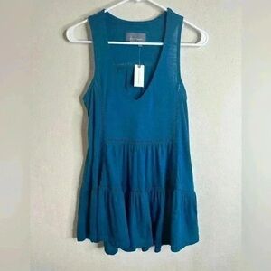 Anthropologie Malaga Tiered tank top turquoise Size XS